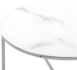 QUINCY - Salontafel - Wit/Zilver - Veiligheidsglas