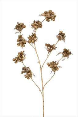 Emerald Zijden Kunstbloemen Hortensia Hydrangea x5 Bruin Taupe Goud 112 cm 430498