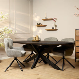 StarFurn Eettafel Brandy Zwart 210cm Ovaal