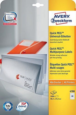 Avery 4780 - Universele Etiketten - 48,5 x 25,4 mm - Permanent klevend (1000 stuks)