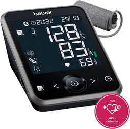 Beurer BM 64 bloeddrukmeter bovenarm - Smart - AFIB Detectie - Inflatie Technologie - Gepatenteerde rustindicator - 3-Voudige Meting - Manchet 22-42 cm