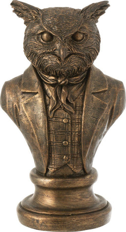J-Line decoratie Buste Uil - polyresin - brons - small