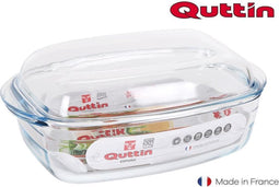 Quttin Glazen ovenschaal met deksel - inhoud 4,5L, hoogwaardig borosilicaatglas, -40°C tot 500°C - oven-, magnetron-, diepvries en vaatwasser veilig
