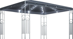 vidaXL - Prieel - met - LED-lichtslinger - 400x300 - cm - antracietkleurig
