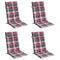 Stoelkussens 4 st hoge rug ruitpatroon oxford stof rood