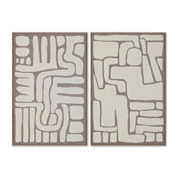 Schilderij Home ESPRIT Wit Beige Abstract Scandinavisch 60 x 3 x 90 cm (2 Stuks)