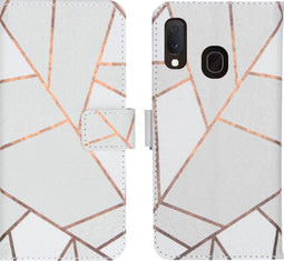 iMoshion Hoesje Geschikt voor Samsung Galaxy A20e Hoesje Met Pasjeshouder - iMoshion Design Softcase Bookcase - Wit / Meerkleurig / Goud / White Graphic
