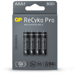 GP B22184 - Oplaadbare AAA Batterij NiMH 800 mAh - Grijs (4 stuks)