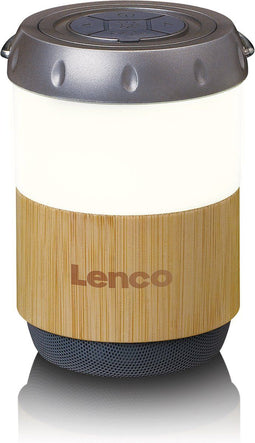 Lenco BTL-030BA - Lantaarn met Bluetooth Speaker 3W - Wit-Bamboe