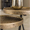 Bijzettafel set/2 rond metallic - Brons antiek