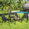 Coast 4-Delige Tuinmeubelset - Balkonset met Bank 2 Stoelen en Tafel - Zwart