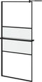 vidaXL - Inloopdouchewand - met - schap - 100x195 - cm - ESG-glas - aluminium - zwart