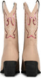 POSH by Poelman BIBI - Enkellaarzen - Cowboy stijl met ritssluiting - Beige met metallic roze