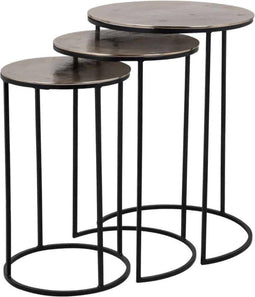 Richmond Interiors Salontafel Nolan set van 3 (Champagne gold)