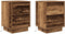vidaXL - Nachtkastjes - met - led-verlichting - 2 - st - 38x34x50 - cm - oud - hout