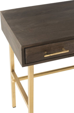 J-Line console Janis 2 Laden - hout/ijzer - bruin/goud