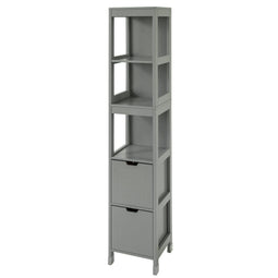 SoBuy FRG126-SG - Hoge Badkamerkast - 2 Lades - Grijs - 30x30x145cm