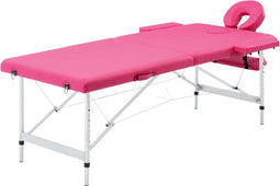vidaXL - Massagetafel - inklapbaar - 2 - zones - aluminum - roze