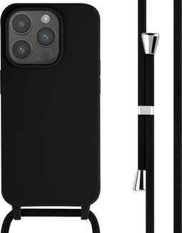 imoshion Hoesje Geschikt voor iPhone 15 Pro Hoesje Met Koord - imoshion Siliconen hoesje met koord - Zwart