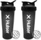 Hulser Shakebeker 2-pack - 600 ml - Zwart - Met shakerbal - BPA Vrij - Shaker voor proteine - Bidon met mixer bal voor eiwitshake - Sport drinkfles met mixer bal voor eiwitpoeder - Fitness sporten waterfles