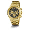 Guess Heren Horloge GW0489G2 Staal met Geelgouden Plating Quartz Chronograaf met Zwarte Wijzerplaat