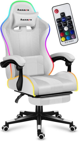 Huzaro FORCE 4.7 - Gamingstoel - RGB LED-verlichting en voetensteun - Wit
