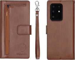 iMoshion Hoesje Geschikt voor Samsung Galaxy S20 Ultra Hoesje Met Pasjeshouder - iMoshion Uitneembare 2-in-1 Bookcase met rits - Bruin