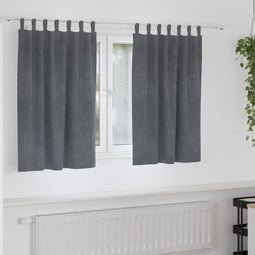 vidaXL - Zwarteout - Gordijnen - met - Ophanglussen - 2 - stuks - Super - Lichtgrijs - Velvet