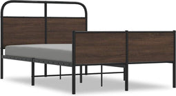 vidaXL - Bedframe - zonder - matras - bewerkt - hout - bruin - eikenkleur - 140x190 - cm