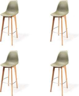 Keeve Stapelbare barkruk groen, berkenhouten frame en kunststof zitting - SET VAN 4