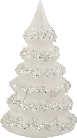 J-Line decoratie Kerstboom Lijnen - glas - glitter/wit/zilver - large