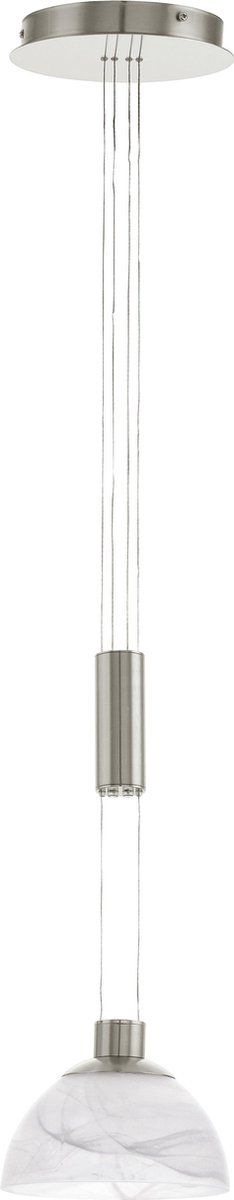 EGLO Montefio - Hanglamp - 1 Lichts - Ø185mm - Nikkel-Mat - Alabaster Glas - Wit
