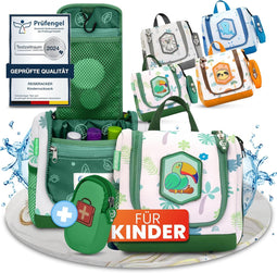 REISERACKER Toilettas - Ophangbare kindertoilettas - Creatieve dierenpatches - groen