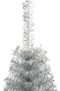 vidaXL - Kunstkerstboom - half - met - standaard - 180 - cm - PET - zilverkleurig