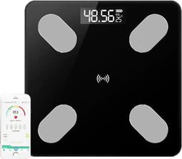 Weegschaal Personenweegschaal - Met Lichaamsanalyse - Vetpercentage - Slimme Bluetooth personen Weegschaal met App - Digitaal - Zwart