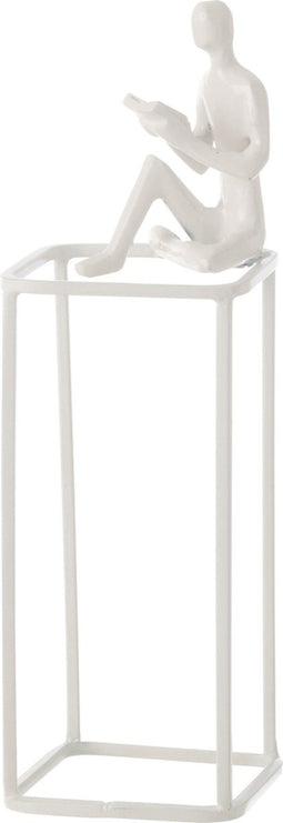 J-Line decoratie Figuur Boek Op Kubus - aluminium - wit