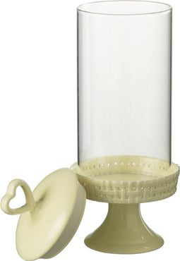 J-Line bord Cake onder glas - taartplateau - keramiek - geel - medium