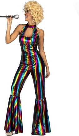 VIVING COSTUMES / JUINSA - Jumpsuit discokostuum rainbow vrouwen - M / L