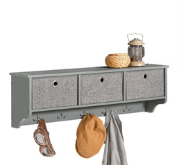SoBuy FRG282-HG - Wandkapstok - 3 Manden & 5 Haken - Grijs