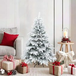 Moderne Kunststof Scharnierende Kerstboom Sneeuw Bedekt Wit