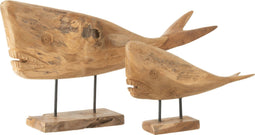 J-Line decoratie Walvis Mia - hout - naturel - large