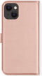 Selencia Hoesje Geschikt voor iPhone 13 Mini Hoesje Met Pasjeshouder - Selencia Echt Lederen Bookcase - Roze