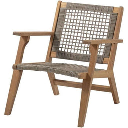 Lage tuinstoel in FSC Acacia hout en riethars - BORA - B60xD76xH73 cm