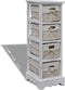 vidaXL - Opbergkast - met - 4 - weefmanden - hout - wit