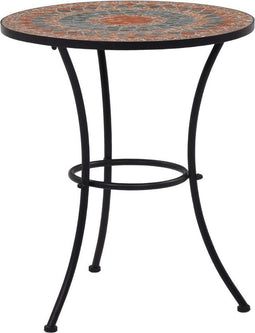 vidaXL - Bistrotafel - mozaïek - 60 - cm - keramiek - oranje - en - grijs