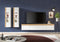 Furnilux Ruda - Wandkast Systeem 3 Delen - Vitrinekasten met Glazen Deuren en TV-kast - Wit met Eik Decor 34 cm x 270 cm x 33 cm