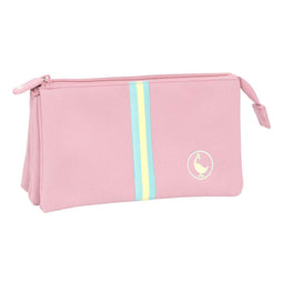 Pennenetui met 3 vakken El Ganso Pink Roze 22 x 12 x 3 cm