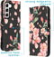 iMoshion Hoesje Geschikt voor Samsung Galaxy S22 Hoesje Met Pasjeshouder - iMoshion Design Softcase Bookcase - Zwart / Blossom Watercolor Black