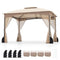 Coast Paviljoen Khaki – 3 x 3,6 m Tuinpaviljoen met Dubbel Dak, Gaaswanden en Zandzakken – 365 x 300