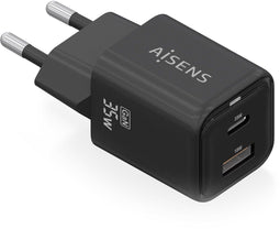 Aisens ASCH-35W2P025-BK - Oplader - 35W USB type-C Power Delivery 2.0/3.0 Quick Charge 3.0/4.0 - Zwart